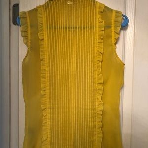 Ali & Kris Yellow Button down ruffled top